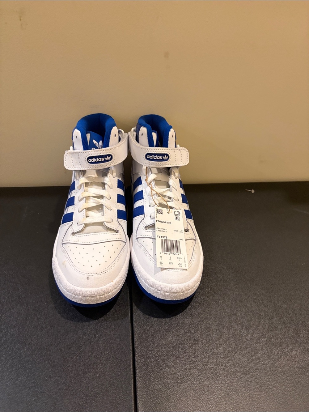 adidas Kids White and Royal Blue High-Top Sneakers